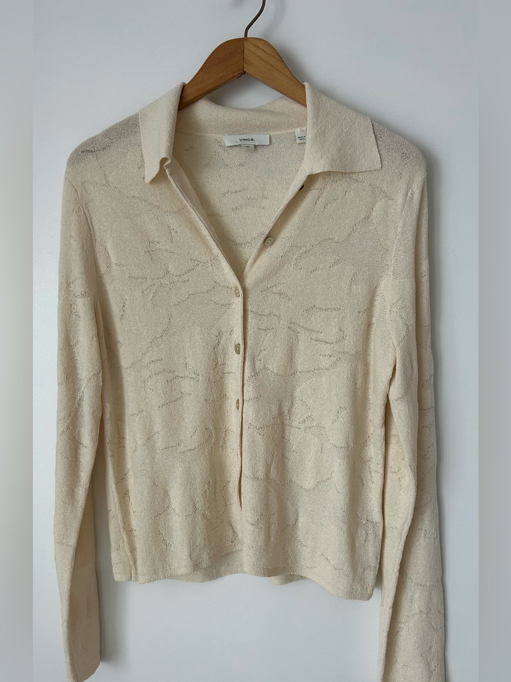 Vince Textured Floral Button Up Cardigan